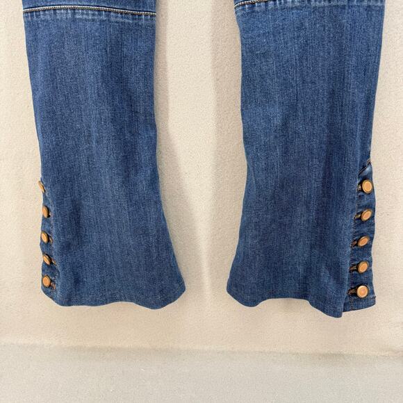 Free People Jeans Women's 29 (8) Blue Skylar Button Flare Moto Jeans - Picture 3 of 13